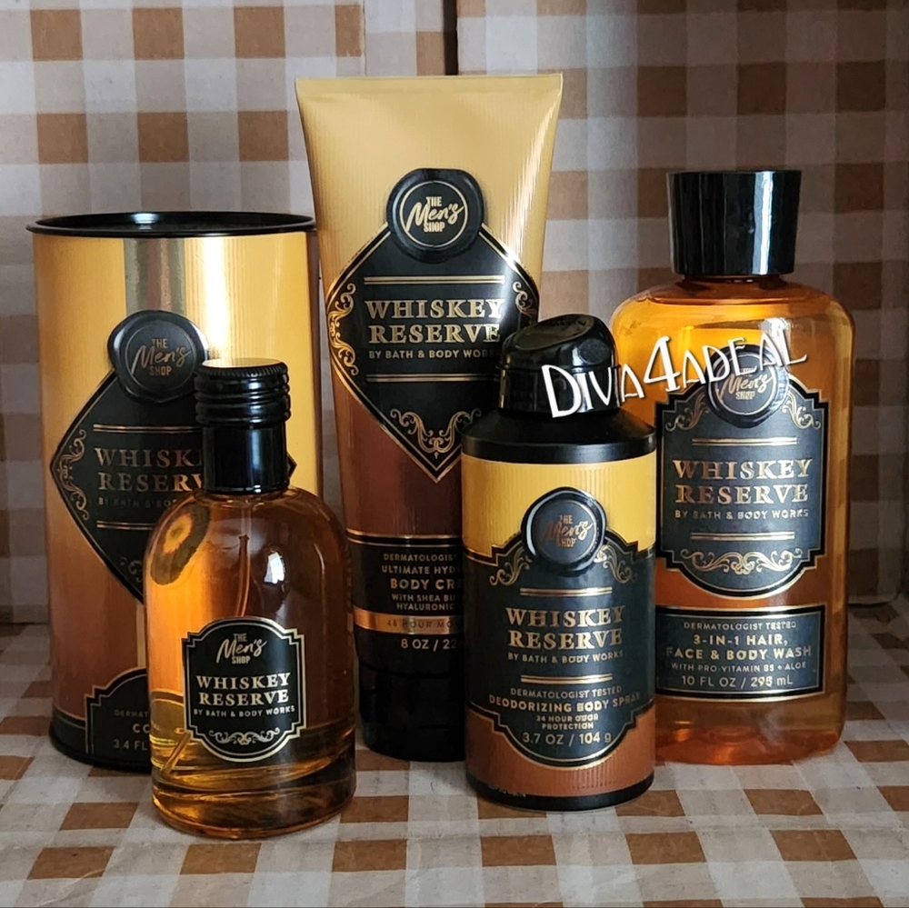 Bath & Body Works Whiskey Reserve 3.4 FL OZ Cologne 4PC Men’s Collection Bundle